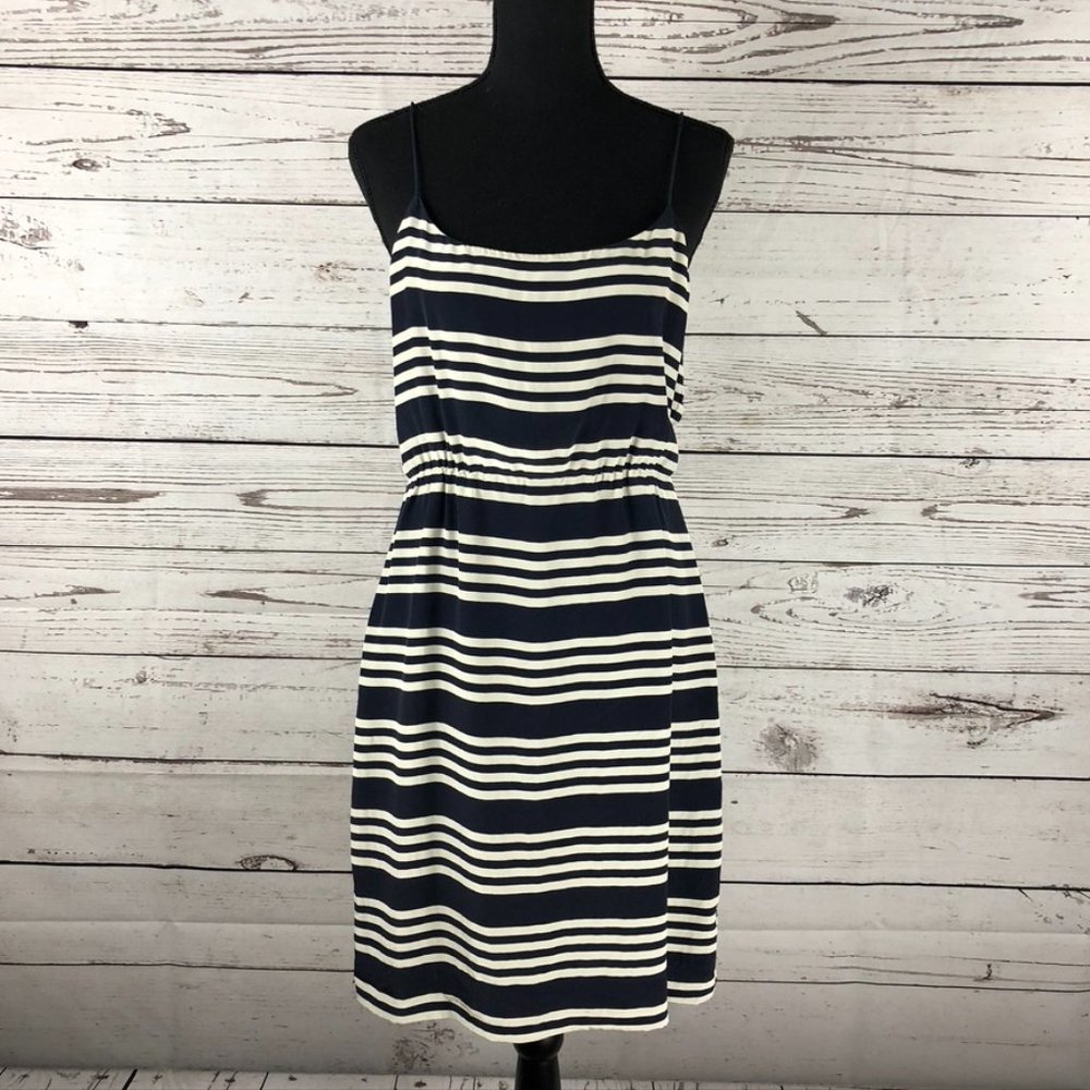 Navy/Cream Silk J Crew Dress